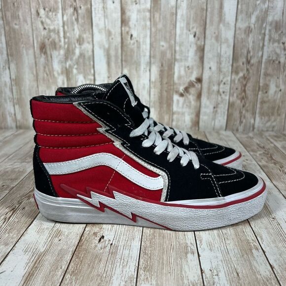 Vans sk8 hi‎ bolt red black Womens 7.5 - Picture 1 of 8